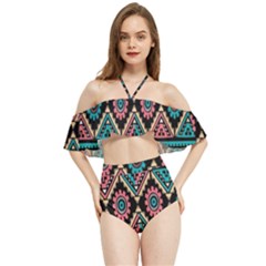 Aztec Wallpaper Halter Flowy Bikini Set 