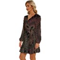 Mandala   Lockscreen , Aztec Long Sleeve Waist Tie Ruffle Velvet Dress View2