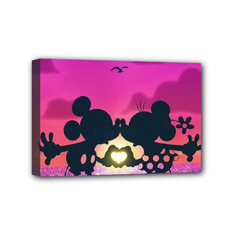 Mickey And Minnie, Mouse, Disney, Cartoon, Love Mini Canvas 6  X 4  (stretched)