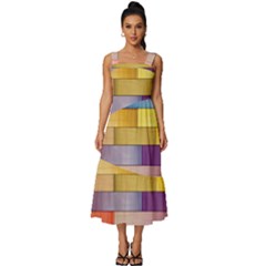 Rainbow Wood Square Neckline Tiered Midi Dress by zappwaits