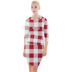 Gingham - 4096x4096px - 300dpi14 Quarter Sleeve Hood Bodycon Dress by EvgeniaEsenina