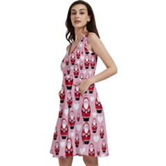 Christmas Santa Pattern Sleeveless V-neck Skater Dress With Pockets by Grandong