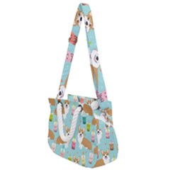 Welsh Corgis Dog Boba Tea Bubble Tea Cute Kawaii Rope Handles Shoulder Strap Bag by Grandong