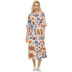 Boho Flowers Seamless Patternn Double Cuff Midi Dress by Jack14