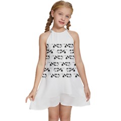 Black And White Cow T- Shirt Black And White Cows Keep On Moooving Cow Puns T- Shirt Yoga Reflexion Pose T- Shirtyoga Reflexion Pose T- Shirt Kids  Halter Collar Waist Tie Chiffon Dress