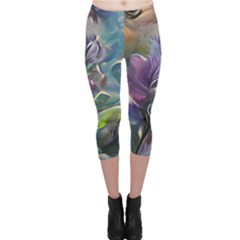 Abstract Blossoms  Capri Leggings  by Internationalstore