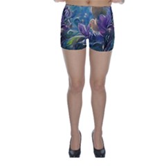 Abstract Blossoms  Skinny Shorts by Internationalstore