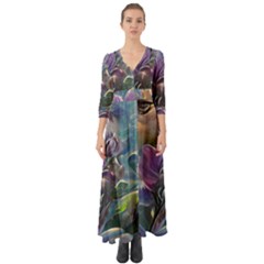 Abstract Blossoms  Button Up Boho Maxi Dress by Internationalstore