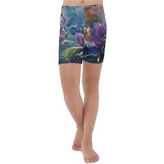 Abstract Blossoms  Kids  Lightweight Velour Capri Yoga Leggings by Internationalstore