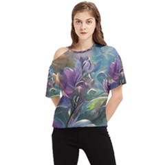 Abstract Blossoms  One Shoulder Cut Out T-shirt by Internationalstore