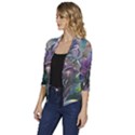 Abstract Blossoms  Women s Draped Front 3/4 Sleeve Shawl Collar Jacket View2