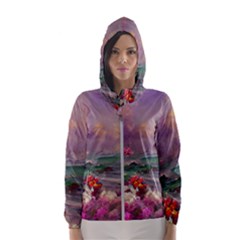 Abstract Flowers  Women s Hooded Windbreaker by Internationalstore