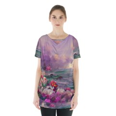 Abstract Flowers  Skirt Hem Sports Top by Internationalstore