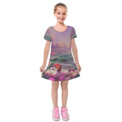 Abstract Flowers  Kids  Short Sleeve Velvet Dress by Internationalstore