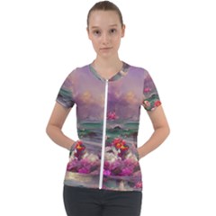 Abstract Flowers  Short Sleeve Zip Up Jacket by Internationalstore