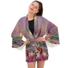 Abstract Flowers  Long Sleeve Kimono by Internationalstore