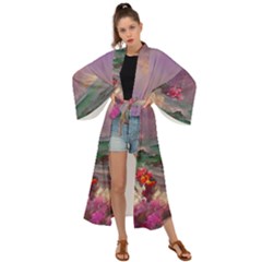 Abstract Flowers  Maxi Kimono by Internationalstore