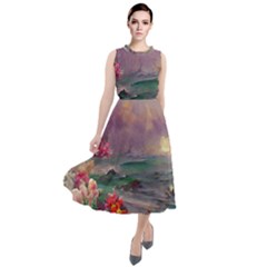 Abstract Flowers  Round Neck Boho Dress by Internationalstore