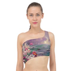 Abstract Flowers  Spliced Up Bikini Top  by Internationalstore