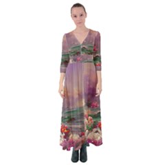 Abstract Flowers  Button Up Maxi Dress by Internationalstore