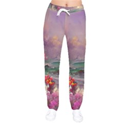 Abstract Flowers  Women Velvet Drawstring Pants by Internationalstore