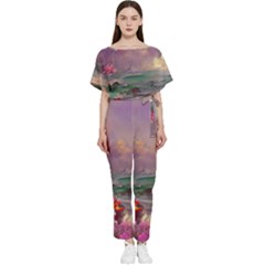 Abstract Flowers  Batwing Lightweight Chiffon Jumpsuit by Internationalstore