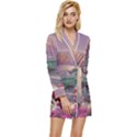 Abstract Flowers  Long Sleeve Satin Robe View1