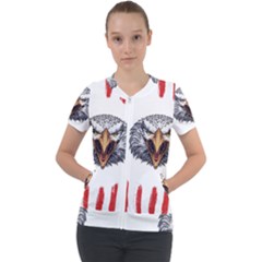 Usa Soccer T- Shirt U S A Patriotic American Flag Soccer Ball Football T- Shirt (1) Short Sleeve Zip Up Jacket by ZUXUMI