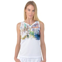 Venice T- Shirt Venice Voyage Art Digital Painting Watercolor Discovery T- Shirt (1) Women s Basketball Tank Top