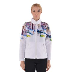 Venice T- Shirt Venice Voyage Art Digital Painting Watercolor Discovery T- Shirt (4) Women s Bomber Jacket by ZUXUMI