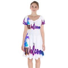 Arts Short Sleeve Bardot Dress by Internationalstore