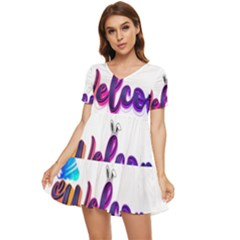 Arts Tiered Short Sleeve Babydoll Dress by Internationalstore