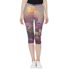 Floral Blossoms  Inside Out Lightweight Velour Capri Leggings  by Internationalstore