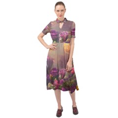 Floral Blossoms  Keyhole Neckline Chiffon Dress by Internationalstore