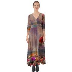 Floral Blossoms  Button Up Boho Maxi Dress by Internationalstore