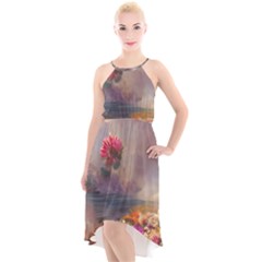 Floral Blossoms  High-low Halter Chiffon Dress  by Internationalstore