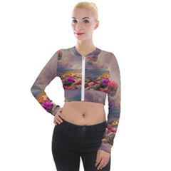 Floral Blossoms  Long Sleeve Cropped Velvet Jacket by Internationalstore