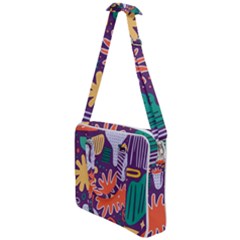 Colorful Shapes On A Purple Background Cross Body Office Bag by LalyLauraFLM