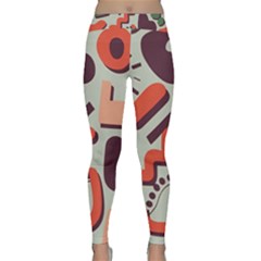 Shapes In Retro Colors On A Green Background Classic Yoga Leggings by LalyLauraFLM