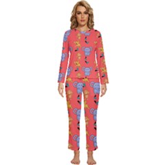 Elephant Monkey Dog Cartoon Womens  Long Sleeve Lightweight Pajamas Set by Pakjumat