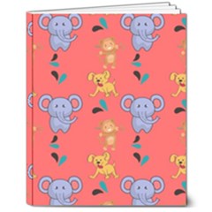 Elephant Monkey Dog Cartoon 8  X 10  Hardcover Notebook by Pakjumat