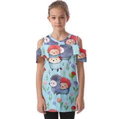 Hedgehogs Animal Fold Over Open Sleeve Top by Pakjumat