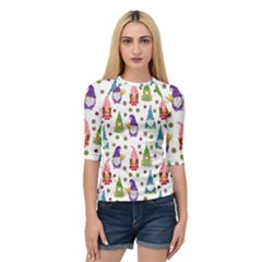 Gnomes Seamless Fantasy Pattern Quarter Sleeve Raglan T-shirt