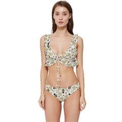 Bee Honeycomb Honeybee Insect Low Cut Ruffle Edge Bikini Set