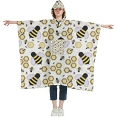 Bee Honeycomb Honeybee Insect Women s Hooded Rain Ponchos by Pakjumat