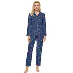 Scribble Pattern Texture Womens  Long Sleeve Velvet Pocket Pajamas Set by Pakjumat