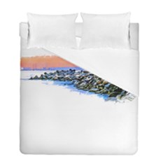 Breakwater Santa Cruz T- Shirt Lighthouse Breakwater Santa Cruz U S A Voyage Art Digital Painting Wa Duvet Cover Double Side (full/ Double Size) by JamesGoode