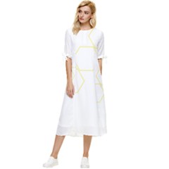 Abstract Hexagon Pattern T- Shirt Abstract Hexagon Pattern T- Shirt Bow Sleeve Chiffon Midi Dress