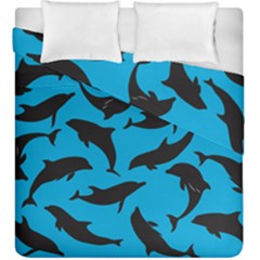 Dolphin Silhouette Pattern Duvet Cover Double Side (king Size) by Pakjumat