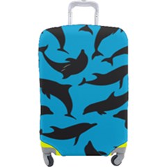 Dolphin Silhouette Pattern Luggage Cover (large) by Pakjumat